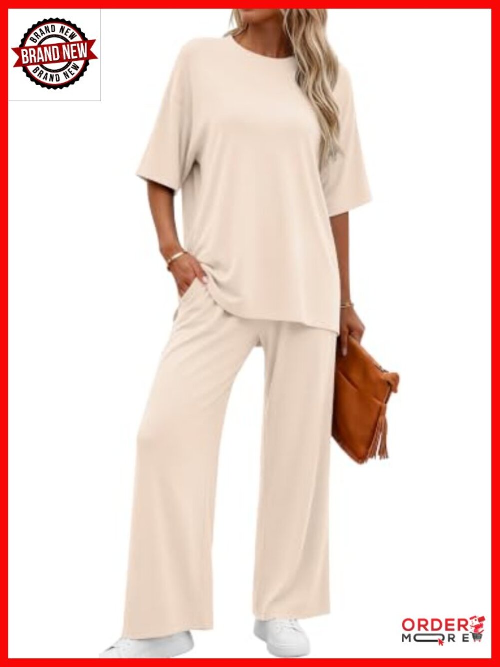 2 Piece Lounge Set Oversized Short Sleeve Tee & Pants